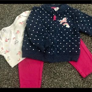 Quilted Cotton Unicorn bomber jacket set 9 months